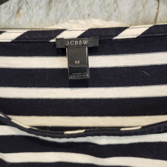 J Crew Black and White Striped Women's Top With Tulle Cuffs Medium - Picture 3 of 6